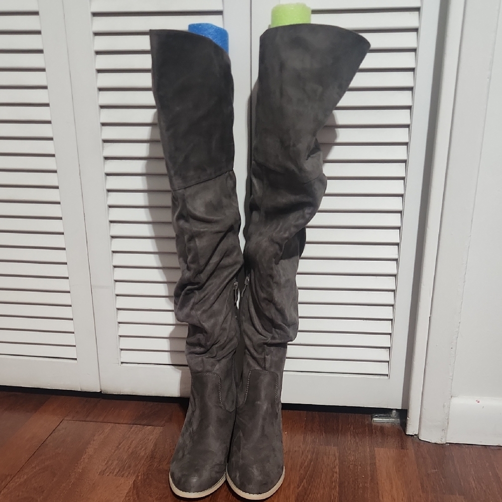 Source Unknown Dark Gray Over the Knee Boots - image 1